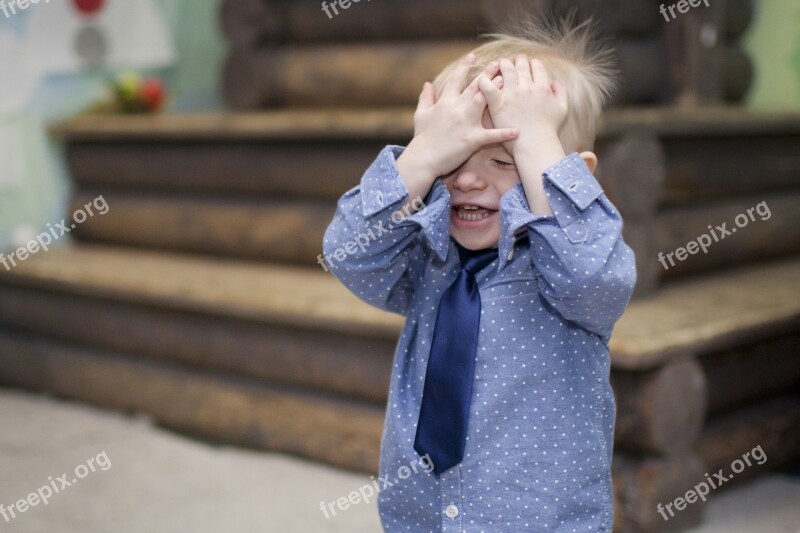 Boy Covering Face Boy Tie Hands Emotions