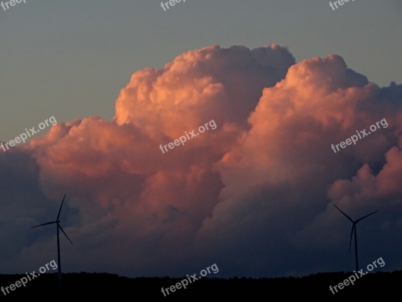 Clouds Wind Power Windräder Sky Wind Energy