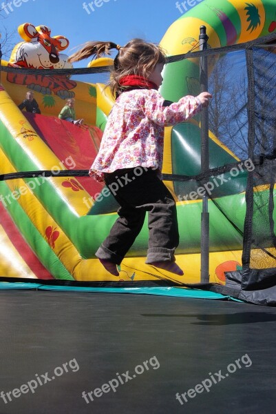 Child Girl Jumping Happiness Little