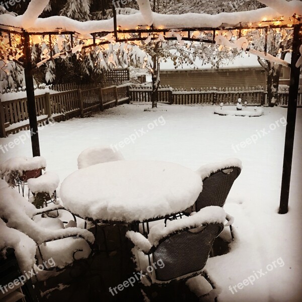 Snow Backyard Light Winter Cold