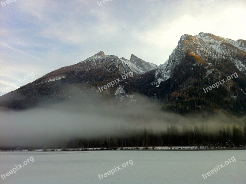 Ramsau Hintersee Austria Ground Fog Twilight