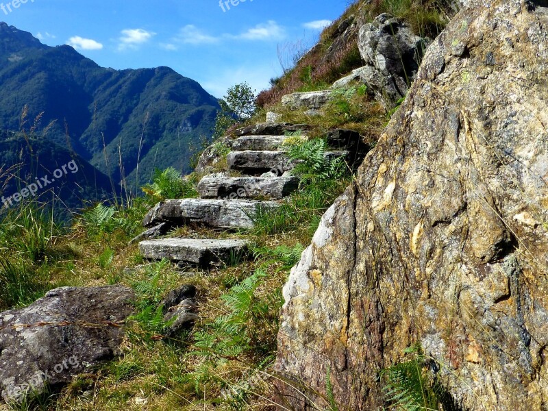 Maggia Valley Ticino Mountains Rock Stairs