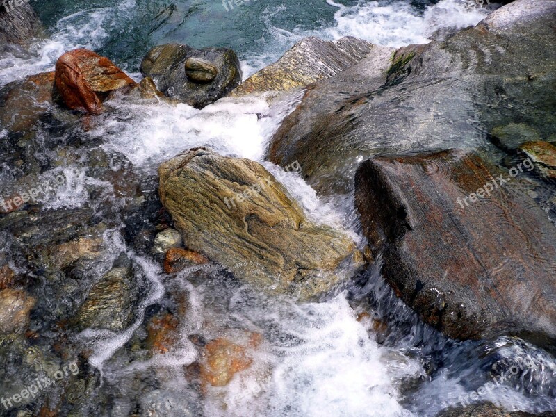 Mountain Stream Wild Verzasca Green Water Stones