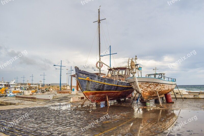 Boats Dock Shipyard Port Rainy Day