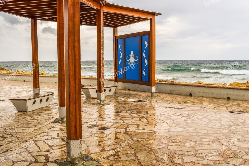 Rainy Day Kiosk Bench Architecture Beach