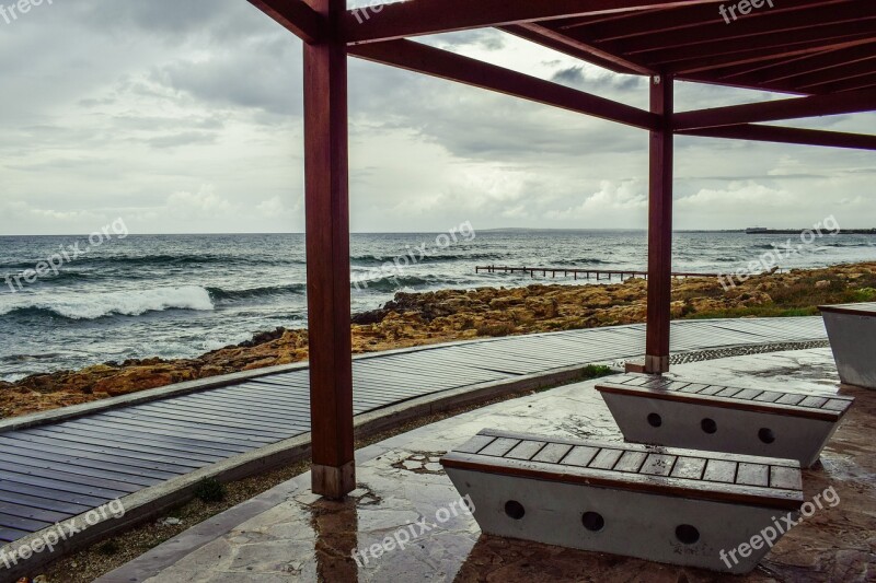 Rainy Day Kiosk Bench Architecture Beach