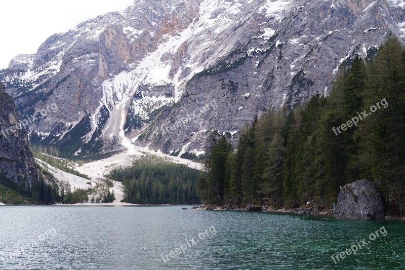 Lake South Tyrol Mountains Landscape Italy