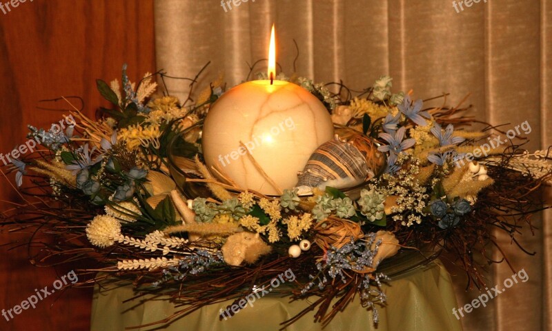 Candle Decoration Dried Flowers Celebration Flame