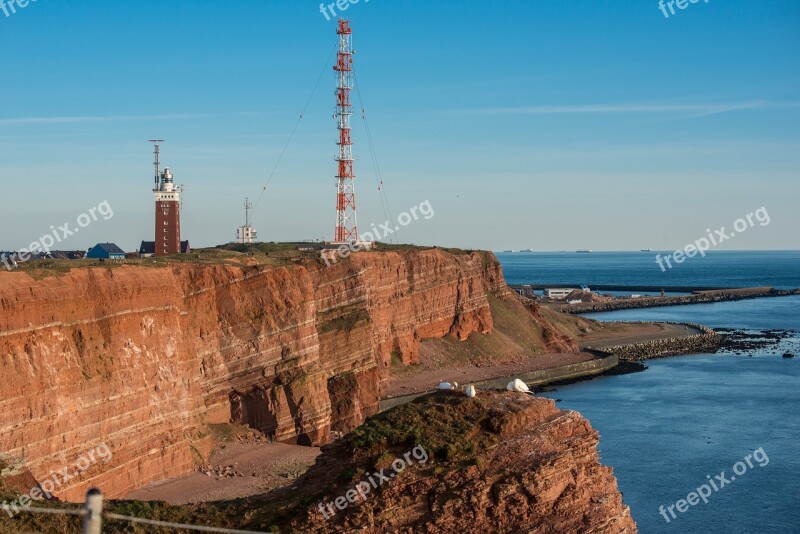 Helgoland Island Sea Island Cliffs Lighthouse