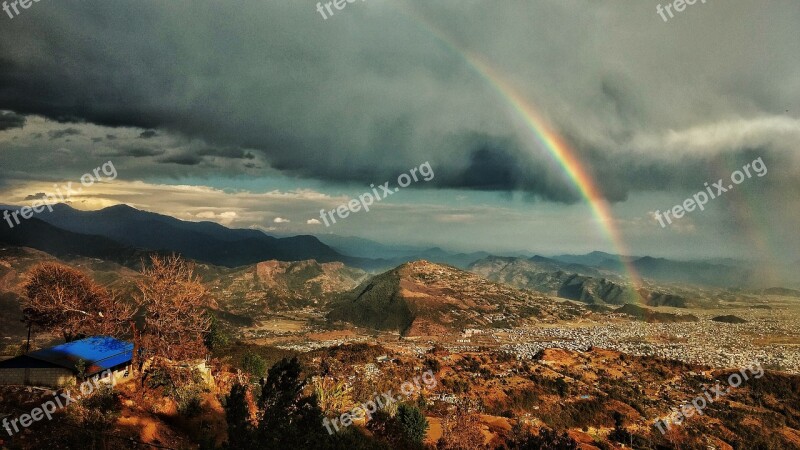 Rainbow Sunset Drama Clouds City