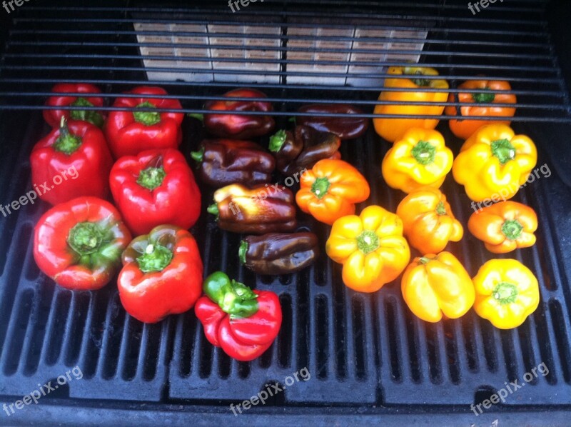 Bell Peppers Grill Grilled Food Roasted Pepper