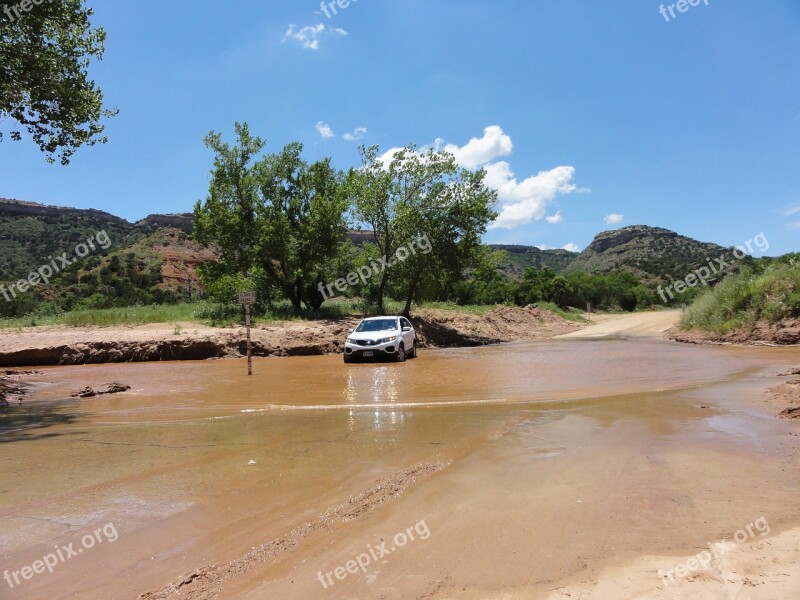 Auto Stuck In A Rut Mud Hole Off Road Water Hole