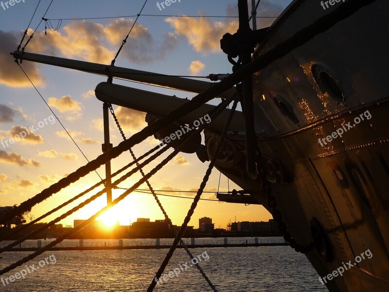 Amsterdam Ship Sunset Netherlands Autumn