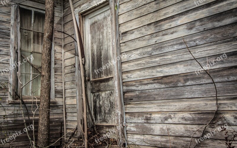 Old Wood Door Abandoned Weathered