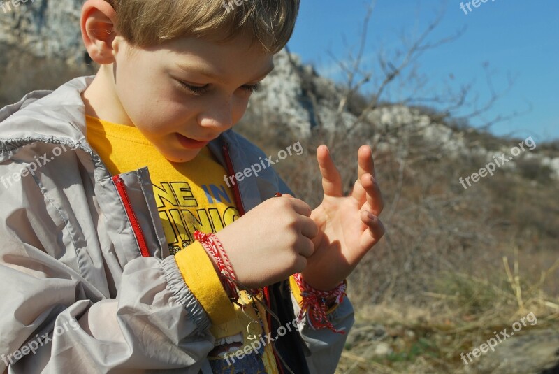 Boy Ladybug Observe Learning Nature