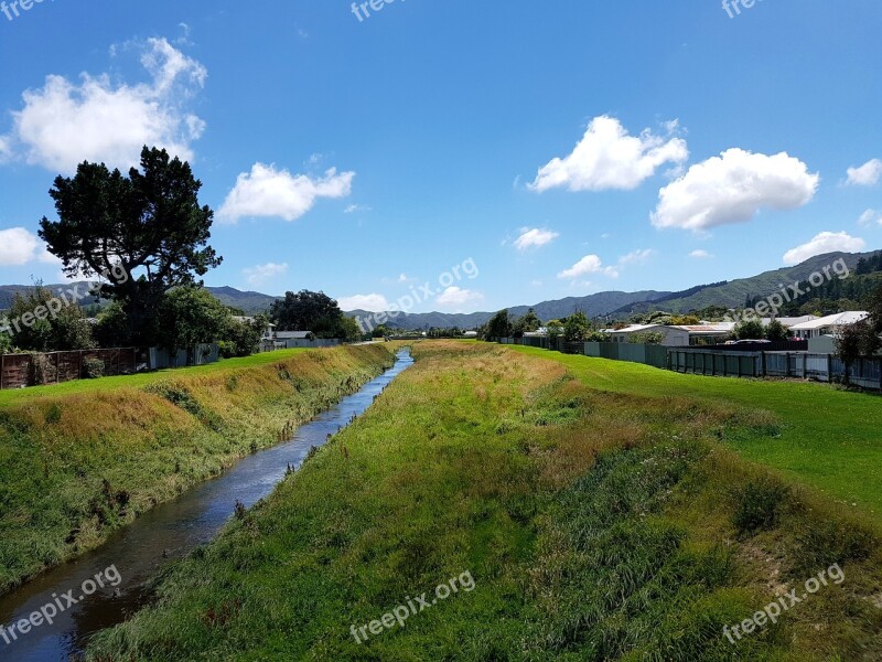 Landscape Creek River Sky Foliage