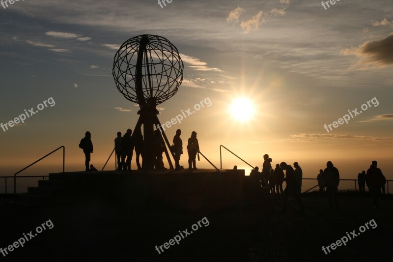 Sunset People Silhouettes North Cape Norway