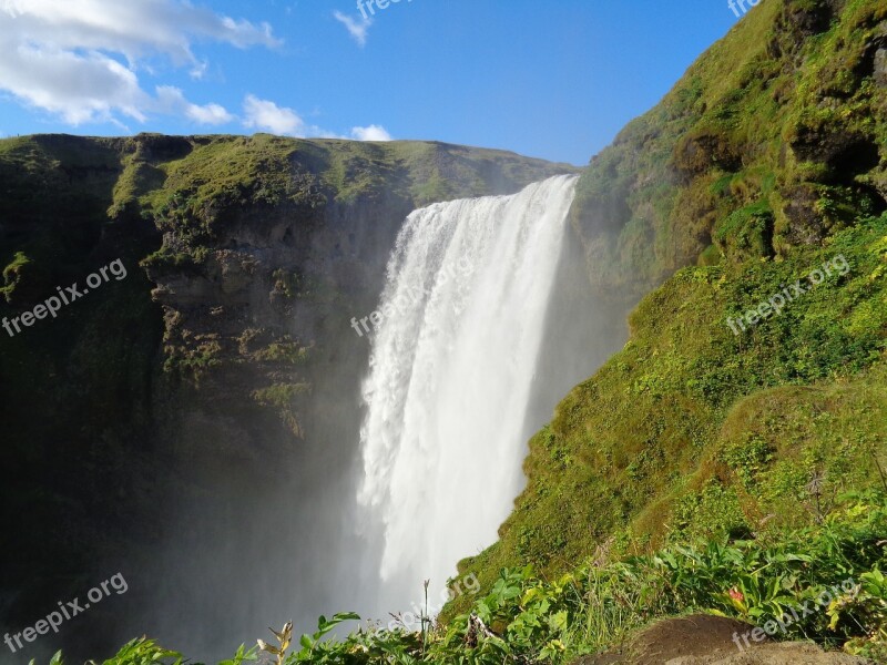 Waterfall Iceland Skogafoss Free Photos