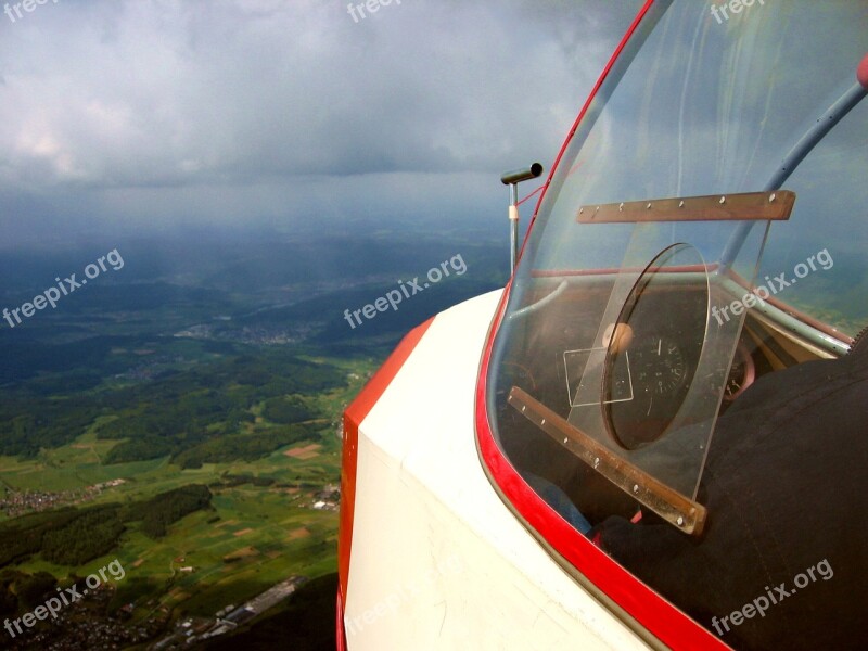 Glider Pilot Cockpit Landscape Gliding Glider