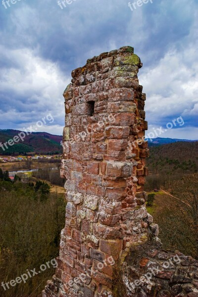 Ruin Castle Sandstone France Heritage