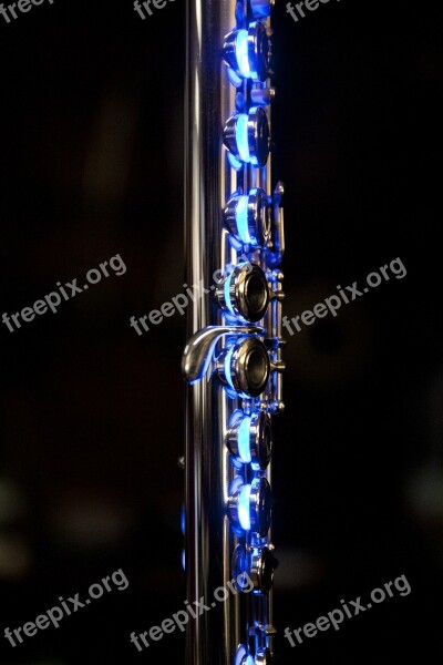 Instrument Flute Blue Lighting Equipment Light Brass