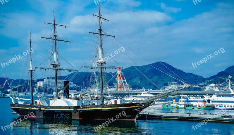 Nagasaki The Port City Of Nagasaki Sailboat Ship Harbor