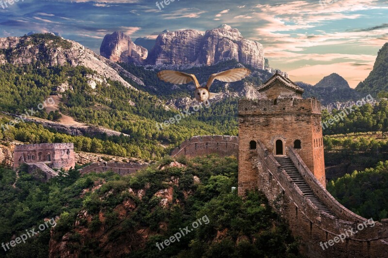 Photoshop Great Wall Of China Scenery Free Photos