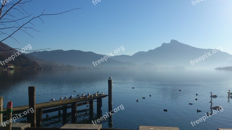 Fog Water Bank Mountains Landscape