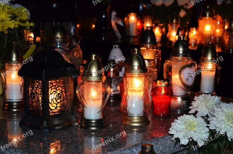 Candle The Tomb Of Cemetery Tombstone All Souls' Day