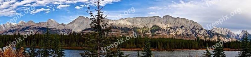 Panorama Rockies Mountains Scenic Landscape