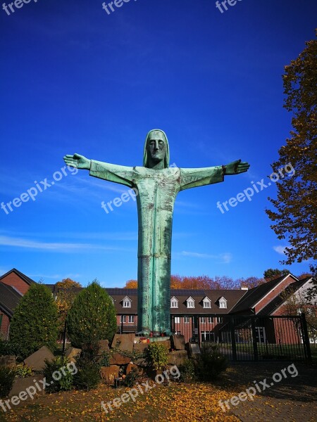 Christ The Redeemer Statue Prayer Faith Sculptor Fidelis Bentele 1959 Bronze