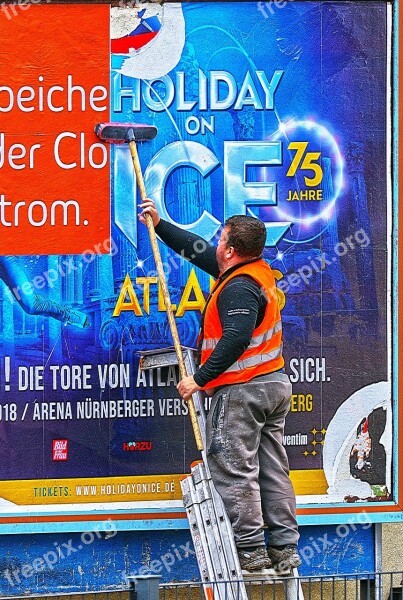 Poster Sticking Advertising Man Advertising Board