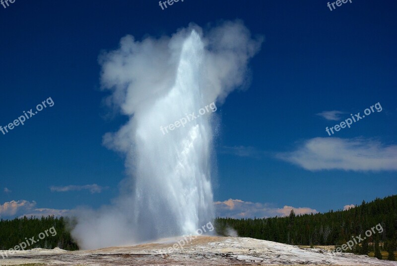 Old Faithful Eruption Upper Geyser Basin Yellowstone