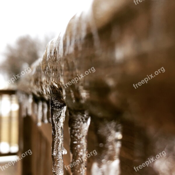 Ice Icy Ice On Railing Ice Storm Cold