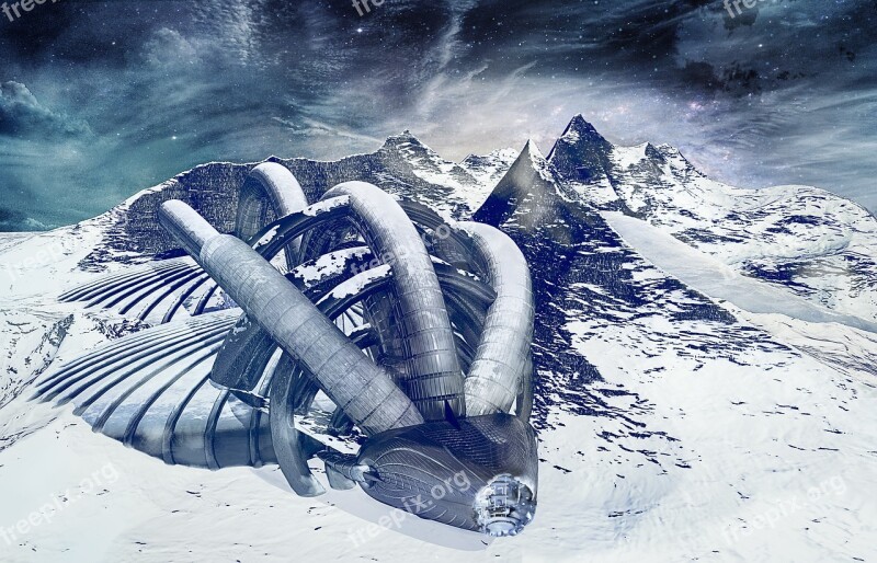 Future Space Travel Forward Futuristic Ice Planet