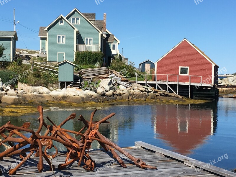 Peggy S Cove Rusty Anchors Houses By Water Red House Nova Scotia