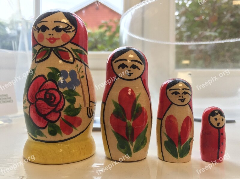 Russian Dolls Toy Painted Wooden