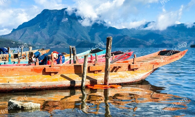 Lugu Lake Lake Ship Free Photos