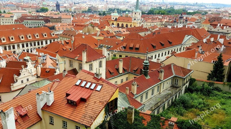 Prague Roofs Red Historic Center Façades