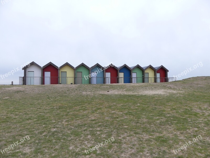 Beach Beach Huts Seaside Northumberland Blyth