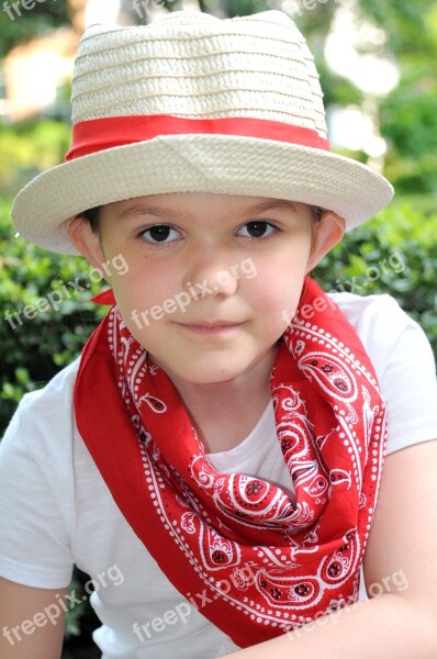 Country Girl Red Bandana Straw Hat Western Cowgirl