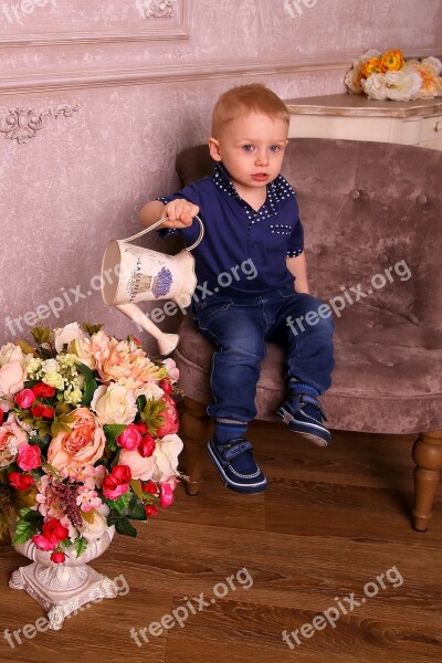 Baby Studio Boy Watering Can Free Photos