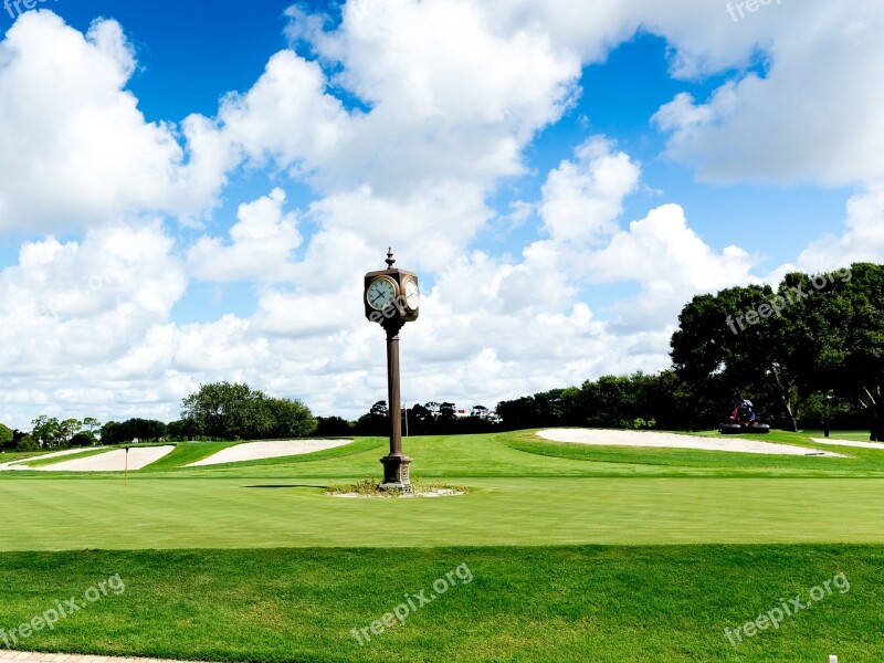 Golf Course Green Clock Grass Sport