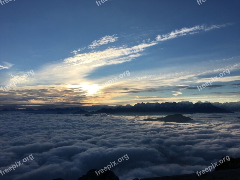 Pilatus Sunrise Lucerne Switzerland Free Photos