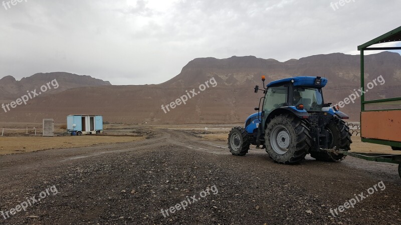 Tractor Blue New Holland Mountains Away