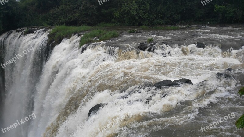 Waterfalls Water River Rocks Vegetation