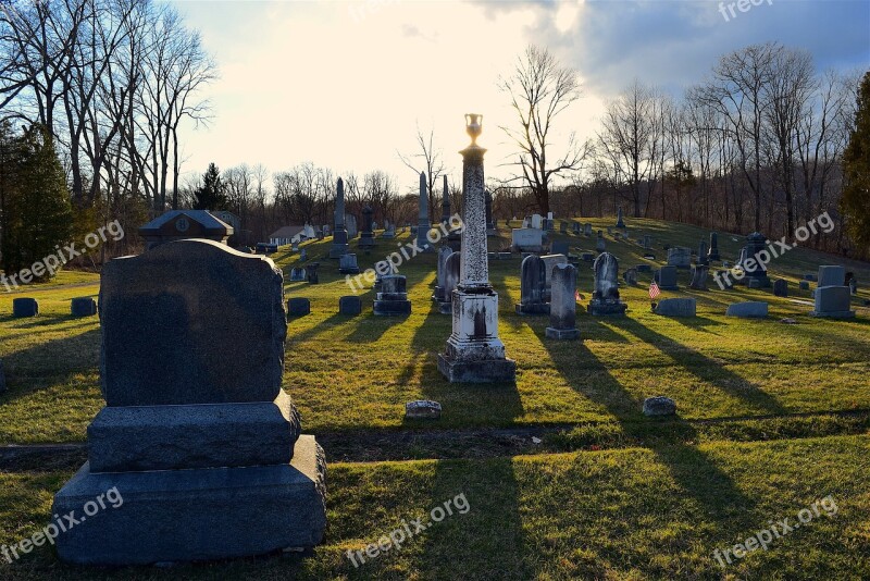 Cemetery Sunset Shadows Monument Memorial