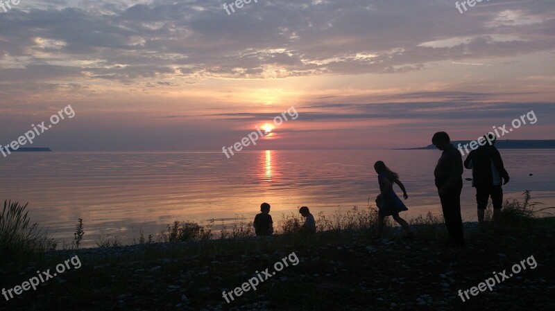 Sunset Gotland Beach Sea Twilight