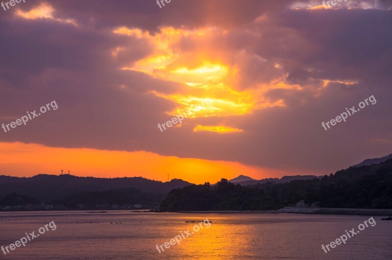 Saganoseki Sunset Romantic Natural Landscape