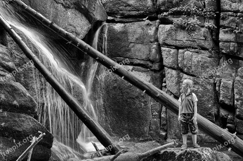 The Child Is Looking Away Waterfall Black Creek Waterfall Landscape Waterfall Running Water